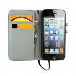 Wholesale iPhone 5 5S Anti-Slip Flip Leather Wallet Case with Stand (Black)